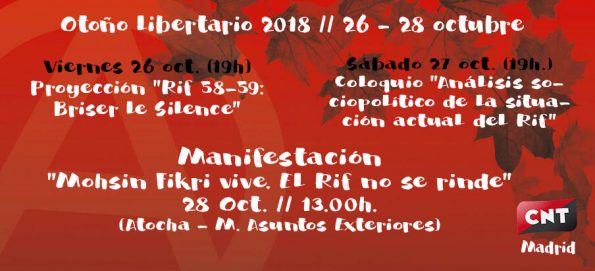 Semana de Lucha por el pueblo Rifeño. 26, 27, 28 octubre. !Apoya y difunde¡ 2 Banner Primer finde Otoño