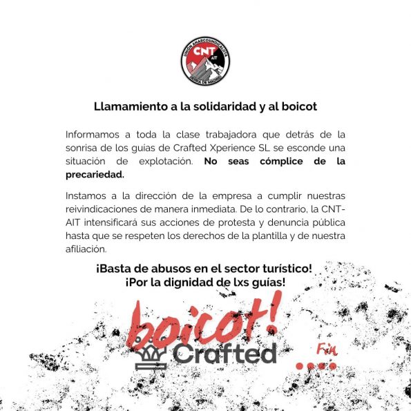 Conflicto sindical contra Crafted Xperience 4 Crafted Xperience