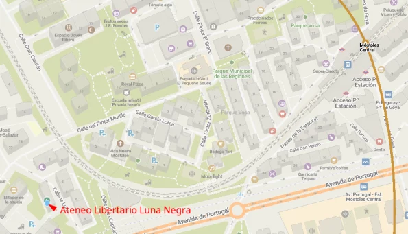 Mapa para llegar al Ateneo Libertario Luna Negra y al Nucleo Confederal del Sur de Madrid AIT Consultas laborales gratuitas | Mapa Ateneo Libertario Luna Negra y Núcleo Confederal del Sur de Madrid - AIT